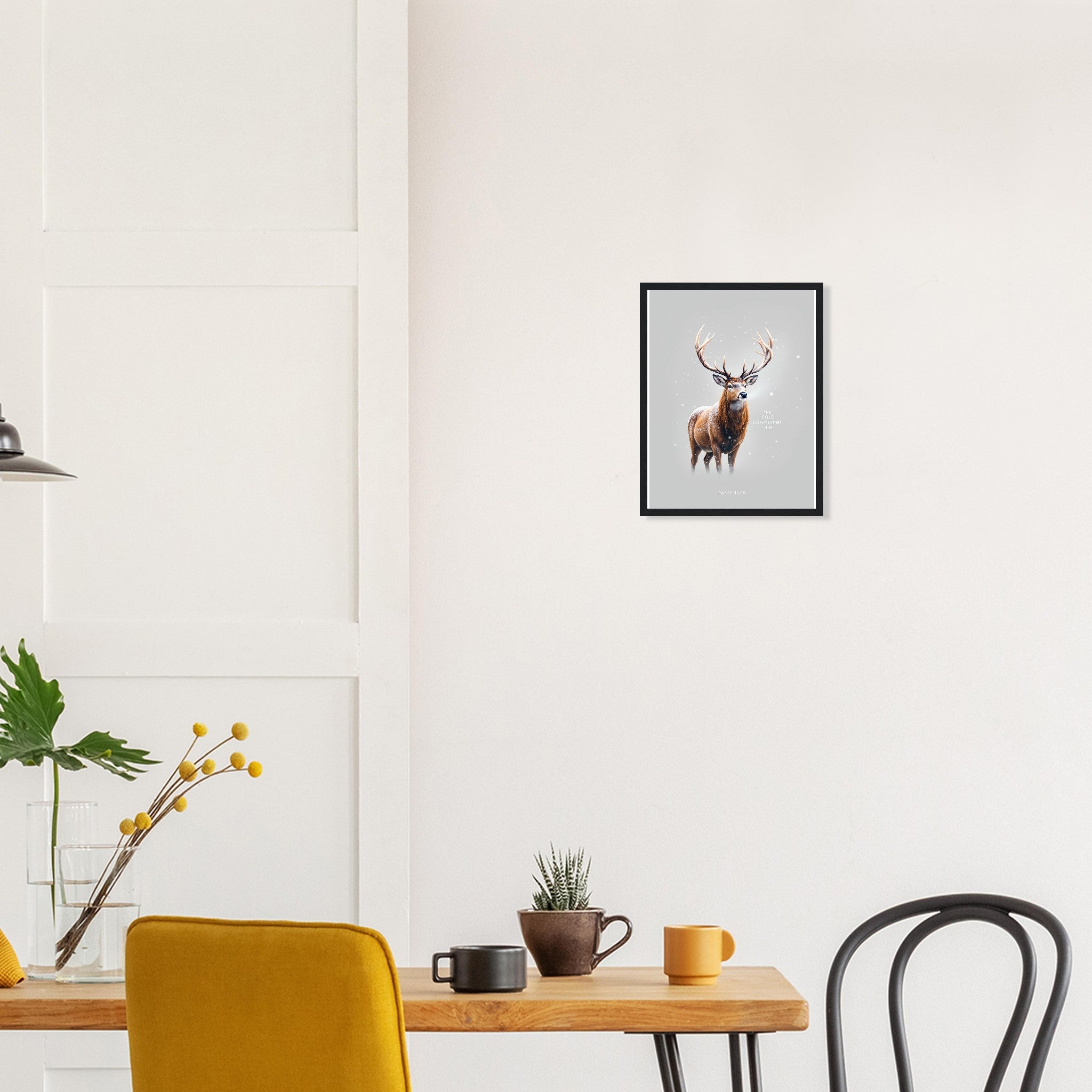Red Deer Winter Stag Framed Art Print — detail view | Wild Thread Co