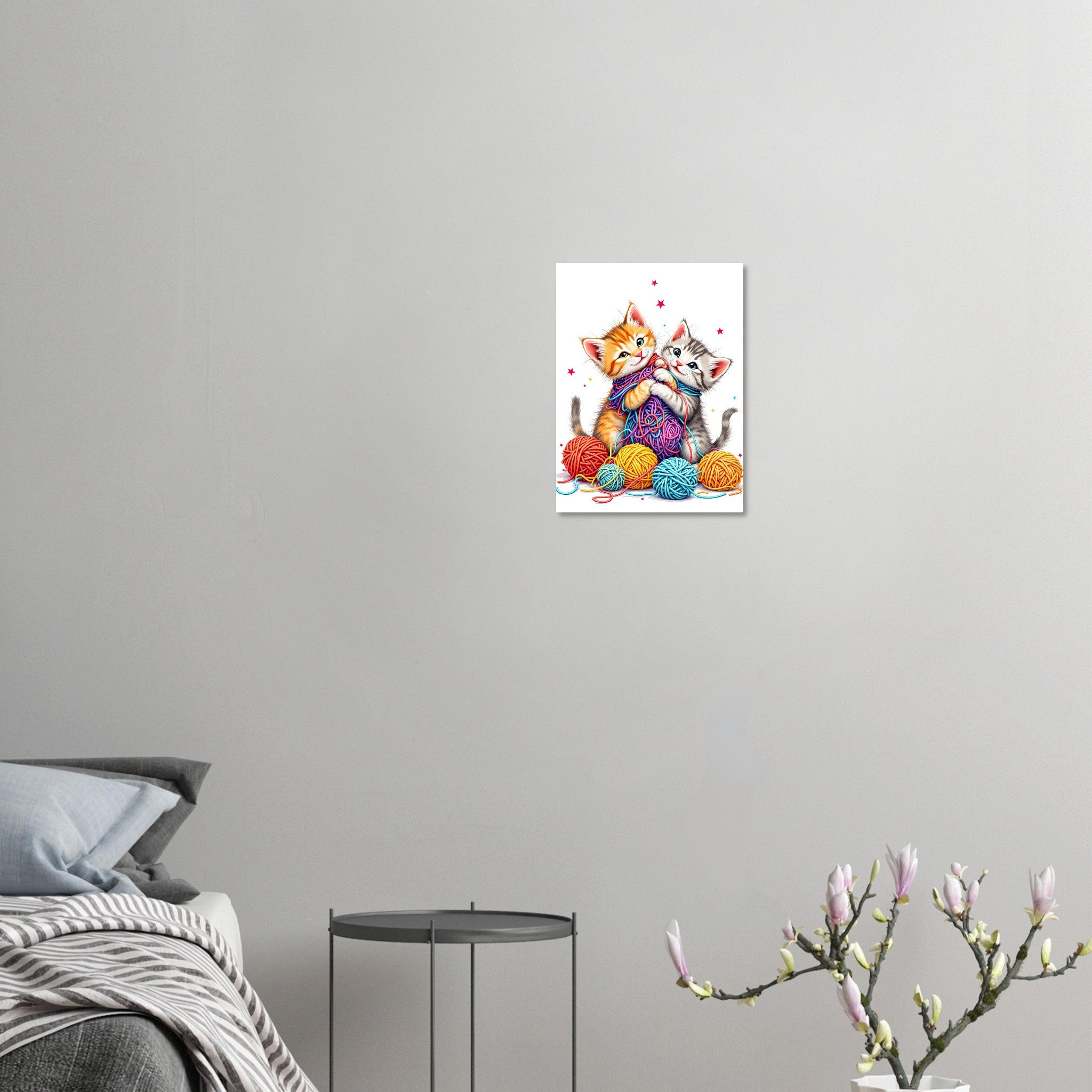 Cats Playing Yarn Art Print Art Print — detail view | Wild Thread Co