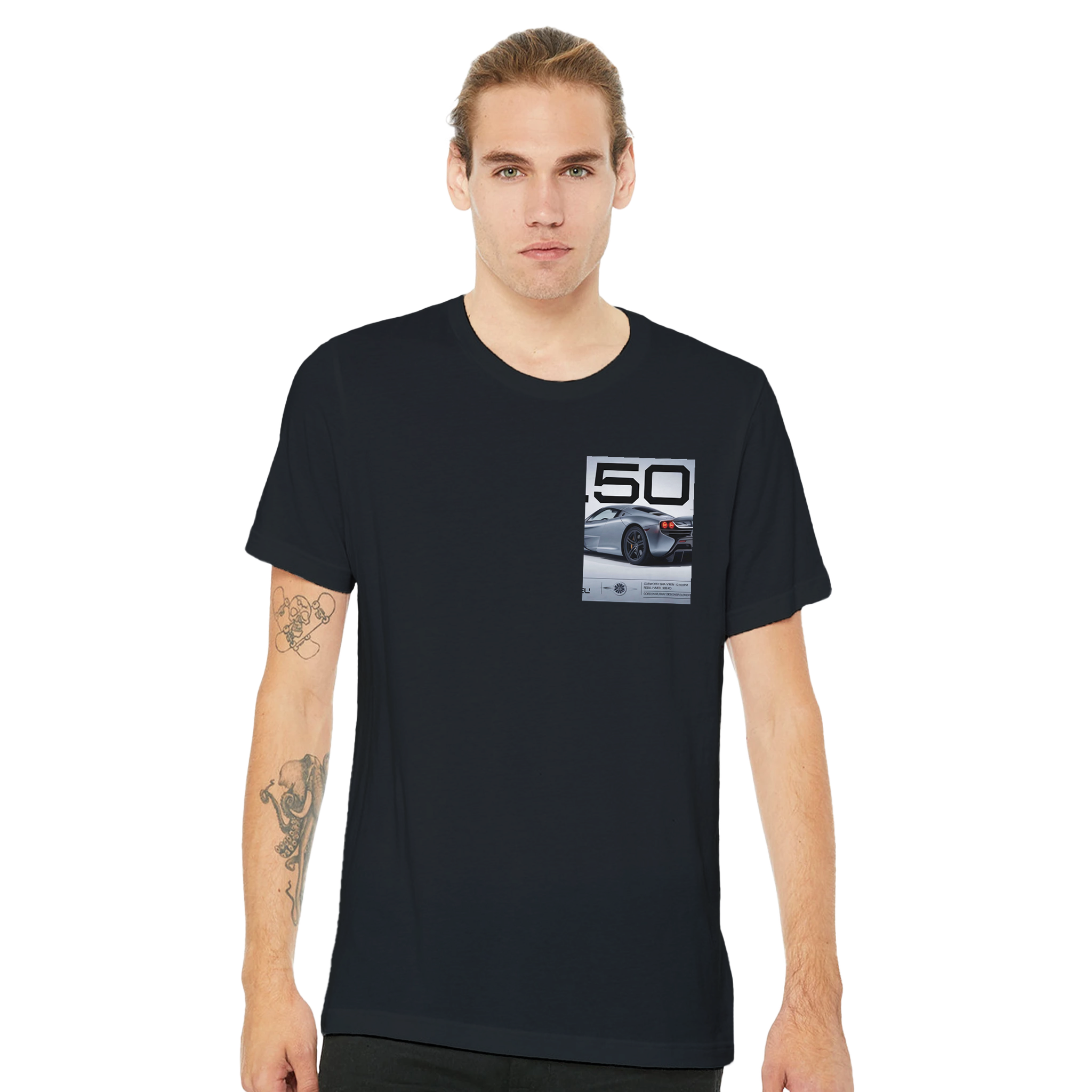 Gordon Murray T50 Fan Car Ultimate Spec T-Shirt — detail view | Wild Thread Co
