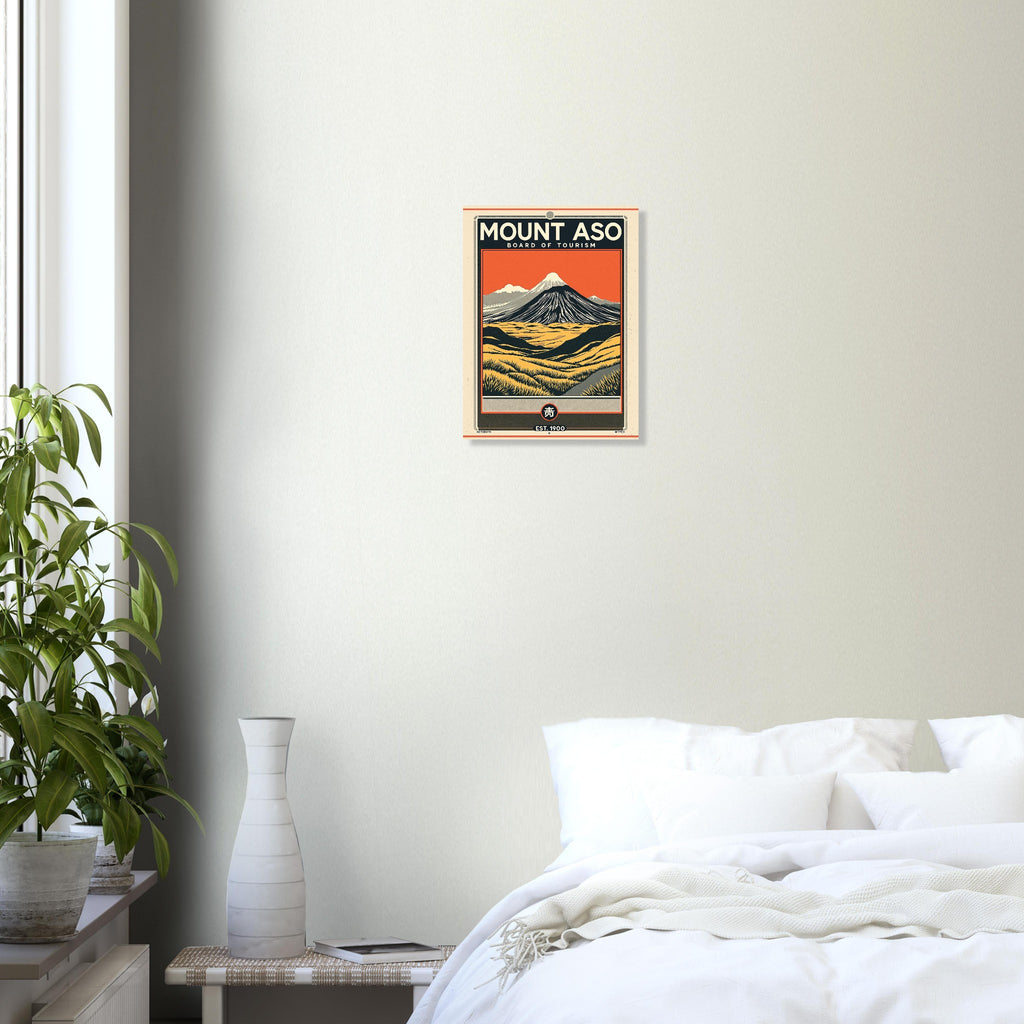 Mount Aso Vintage Travel Poster Art Print — detail view | Wild Thread Co