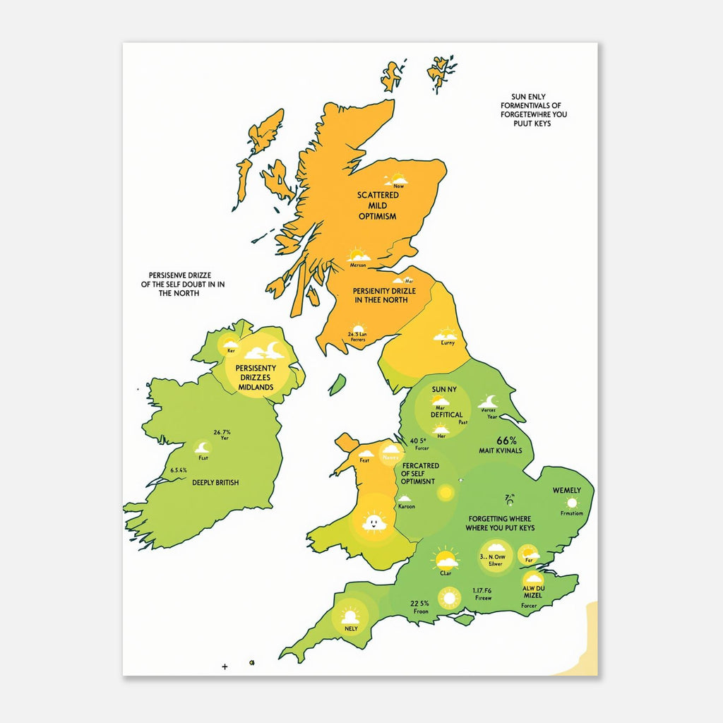 British Weather Map Funny Art Print Art Print — detail view | Wild Thread Co