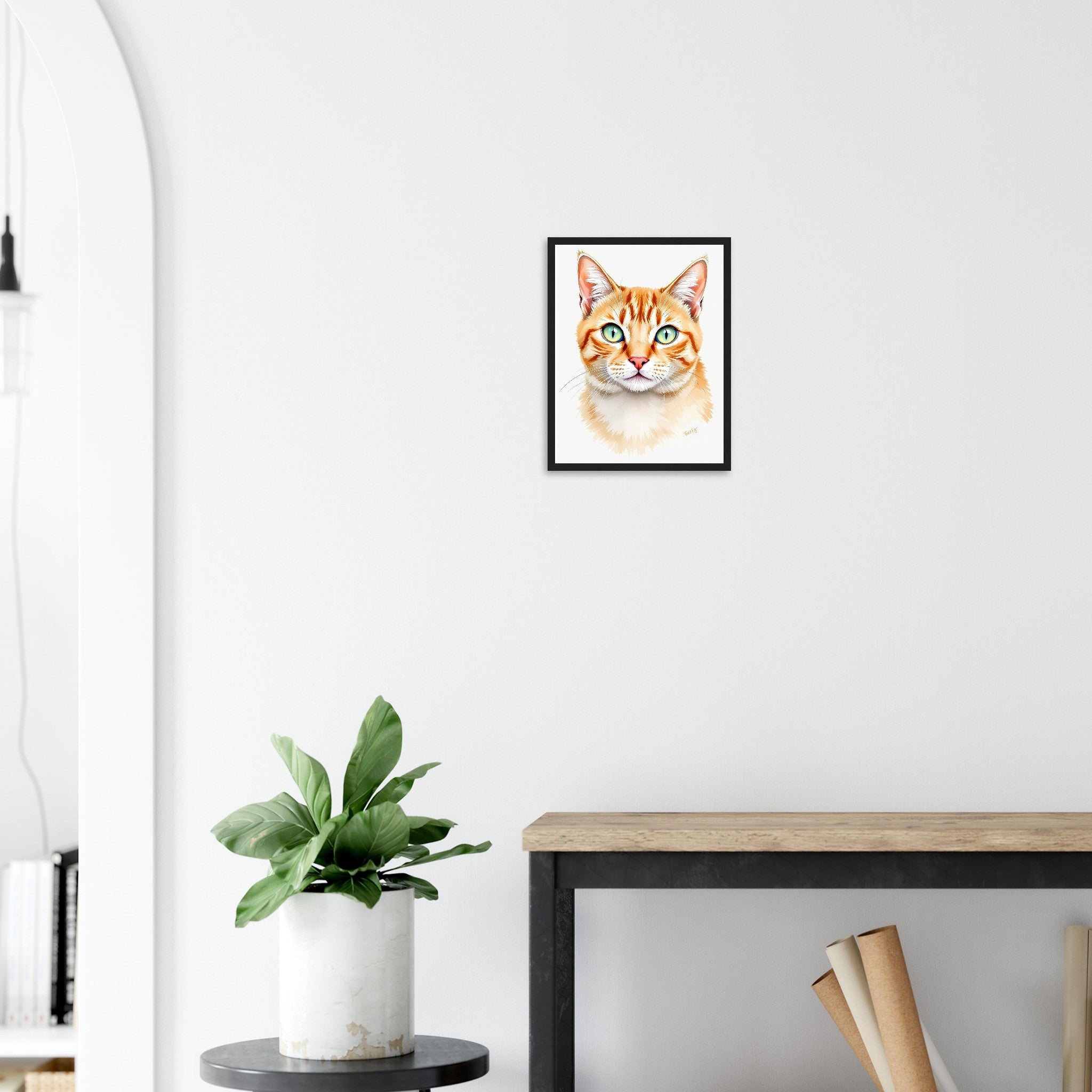 Ginger Tabby Portrait Framed Print Wall Art Ready to Hang UK — Framed Art Print | Wild Thread Co