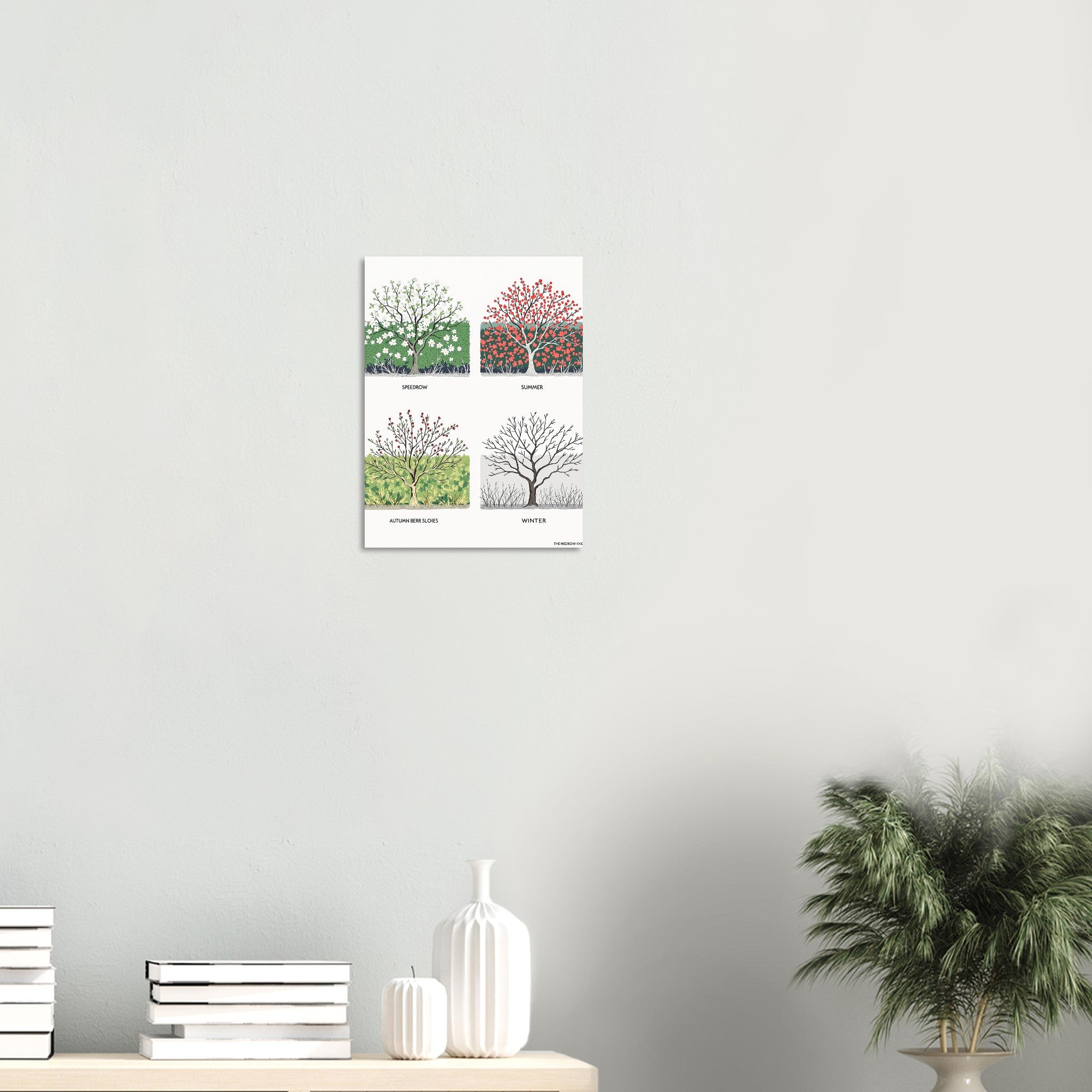 Hedgerow Four Seasons Panel A1 Art Print Art Print — detail view | Wild Thread Co