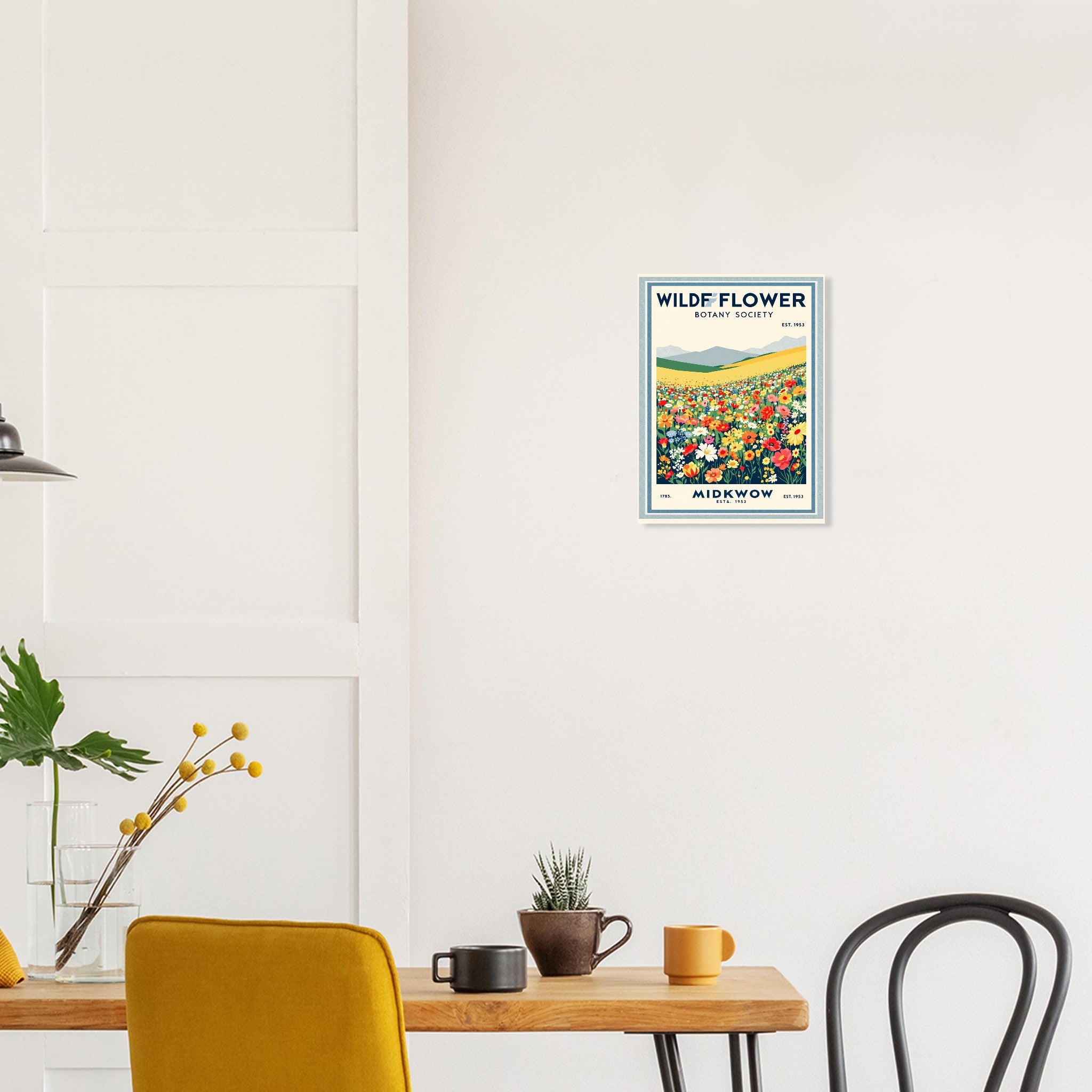Wildflower Meadow Vintage Travel Poster Art Print — detail view | Wild Thread Co