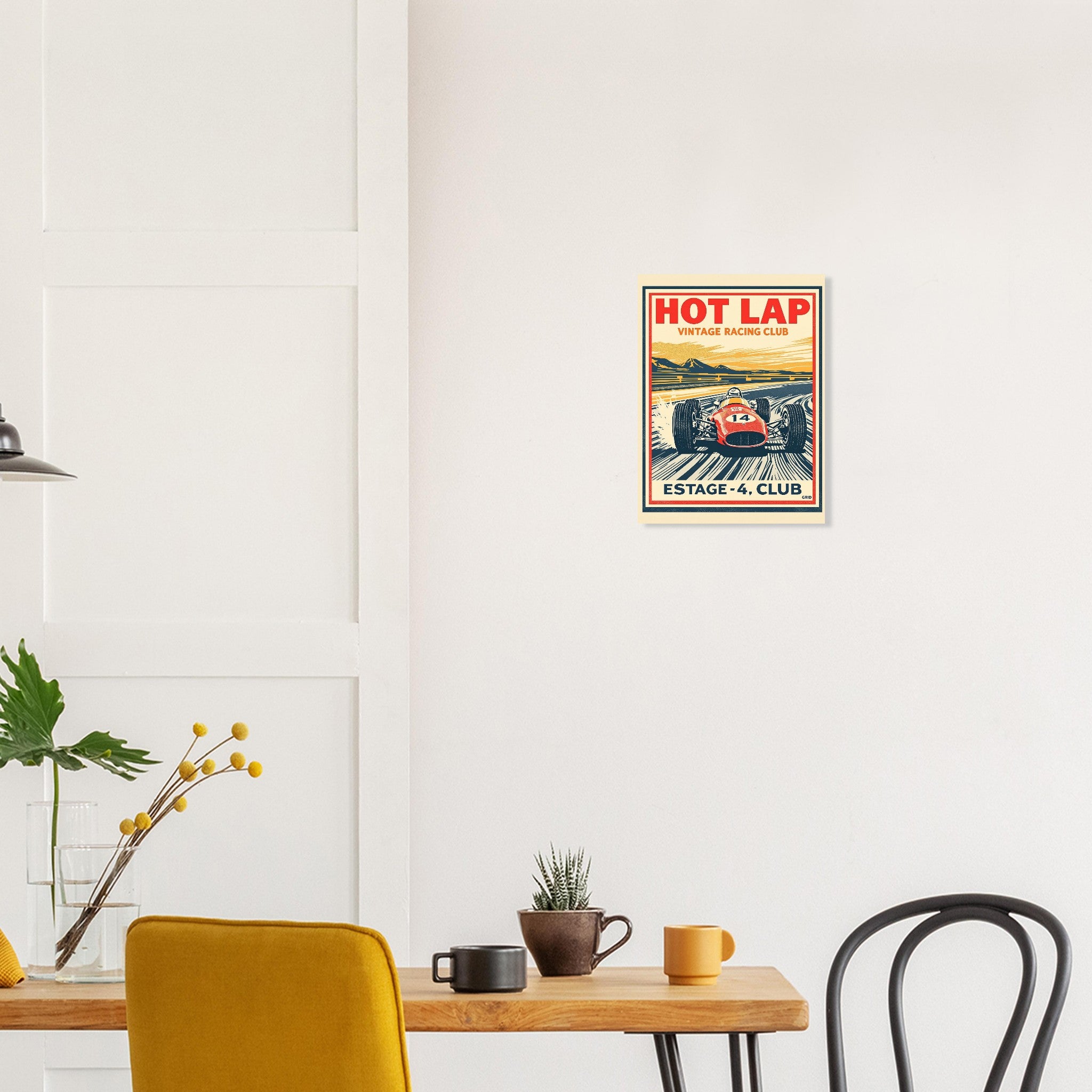 Hot Lap Vintage Travel Poster Art Print — detail view | Wild Thread Co