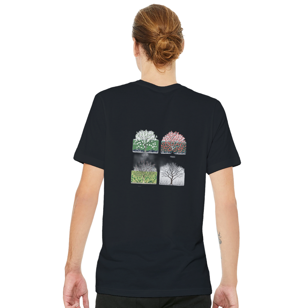 Hedgerow Four Seasons Panels T-Shirt — detail view | Wild Thread Co