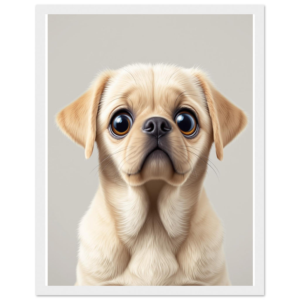 Labrador Puppy Eyes Framed Print Wall Art Ready to Hang UK Framed Art Print — detail view | Wild Thread Co