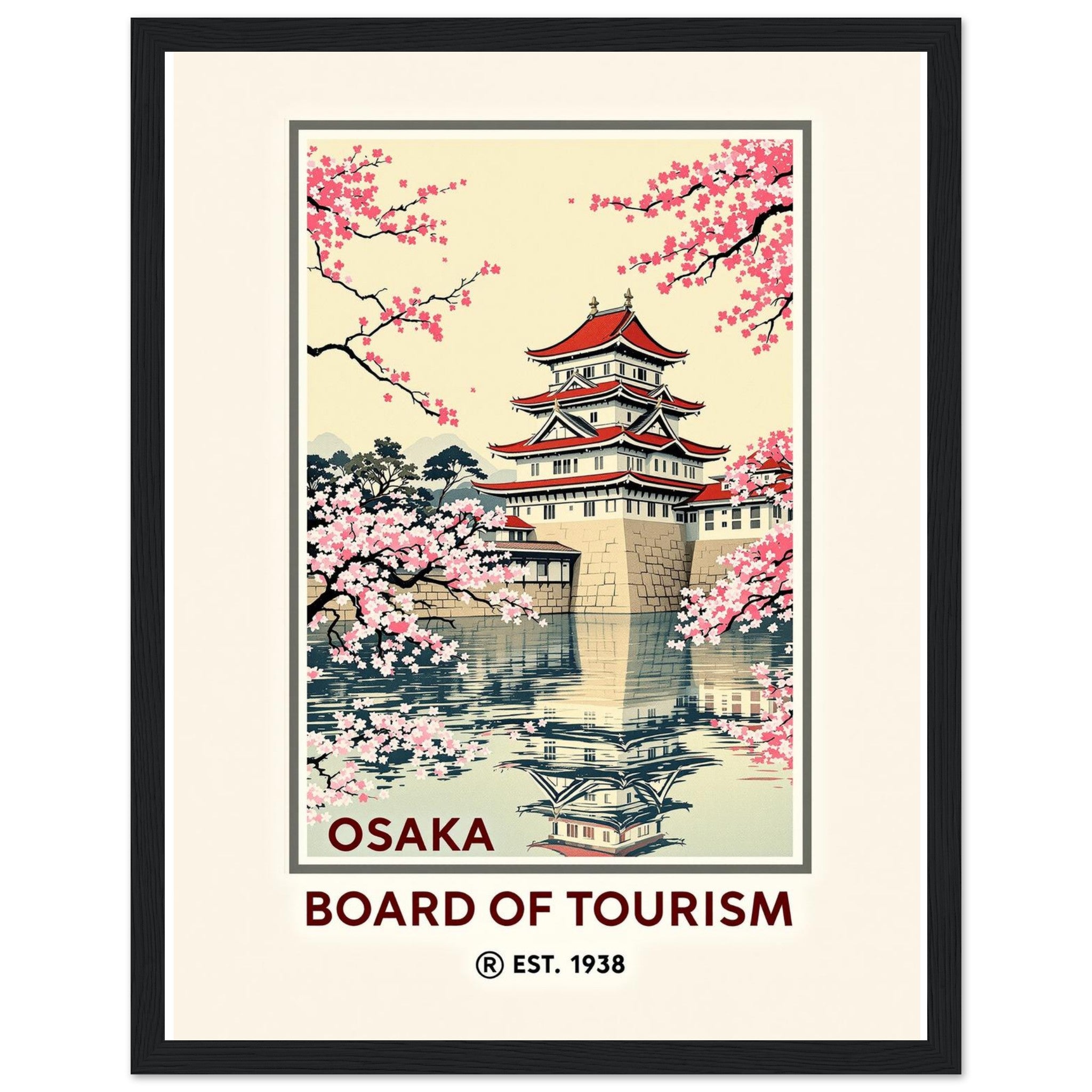 Osaka Vintage Travel Poster — Framed Art Print | Wild Thread Co UK