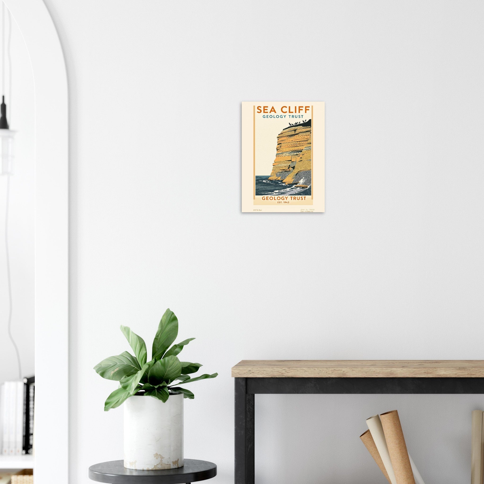 Sea Cliff Vintage Travel Poster Art Print — detail view | Wild Thread Co