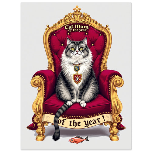 Cat Mum of the Year Royal Portrait Art Print Poster Wall Art UK — Art Print | Wild Thread Co