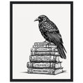 Dark Academia Raven Library Framed Print Wall Art Ready to Hang UK Framed Art Print — detail view | Wild Thread Co
