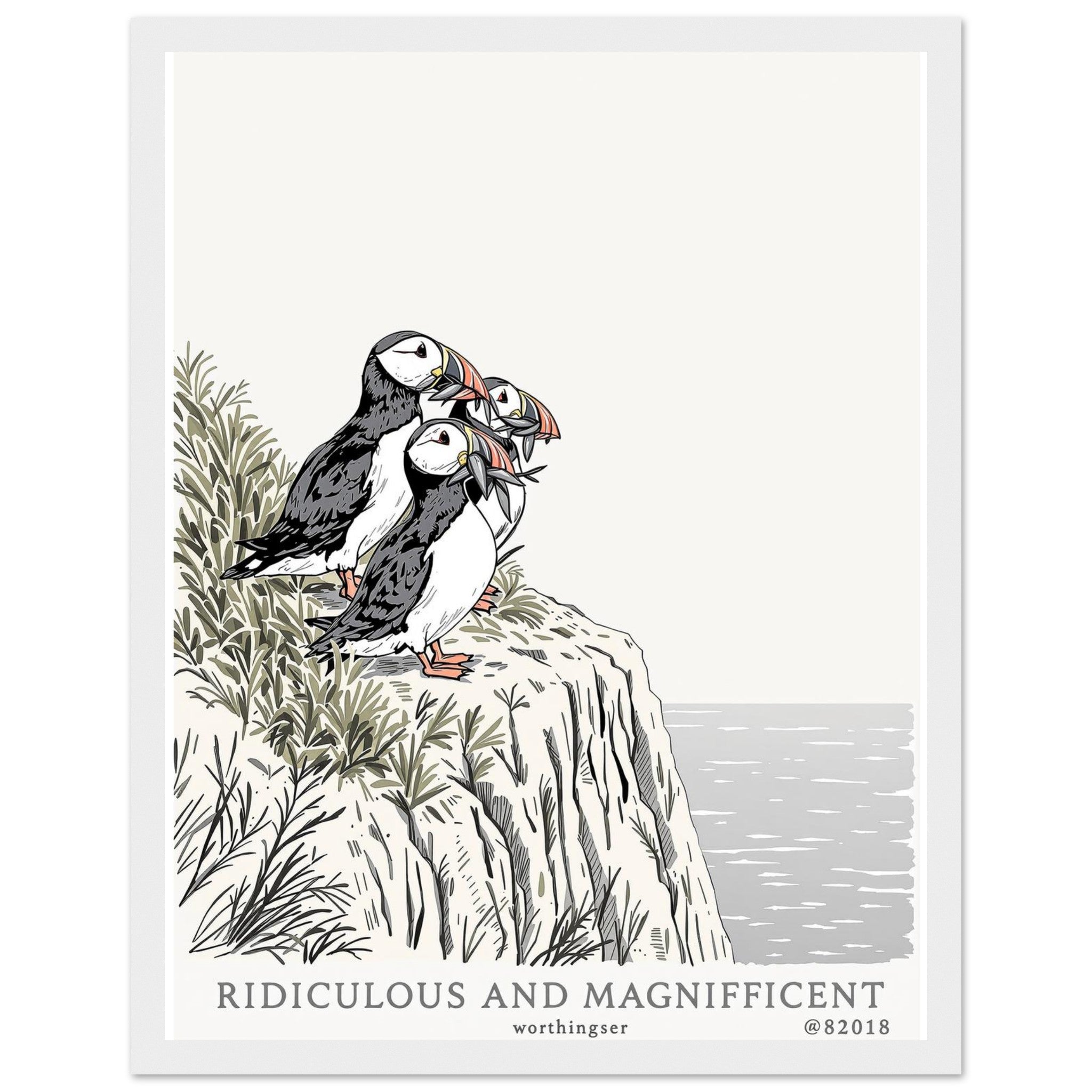 Puffin Colony Framed Print — Framed Art Print | Wild Thread Co