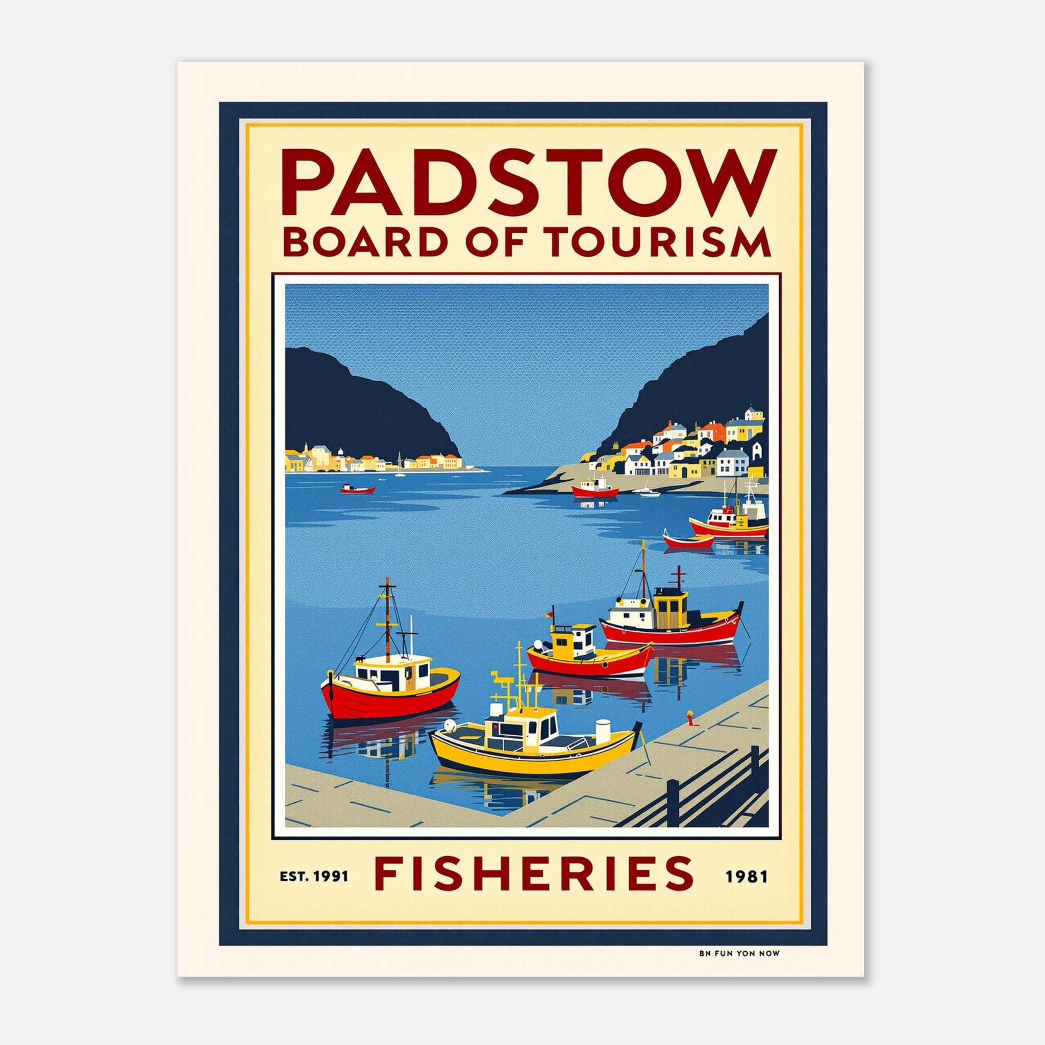 Padstow Vintage Travel Poster Art Print — detail view | Wild Thread Co
