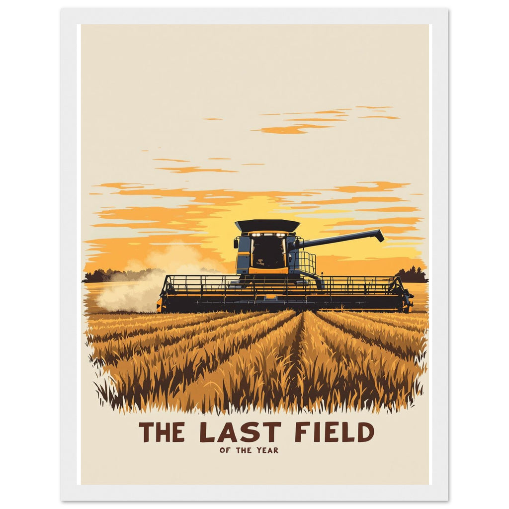 Combine Harvester Dusk Final Field Framed Art Print — detail view | Wild Thread Co