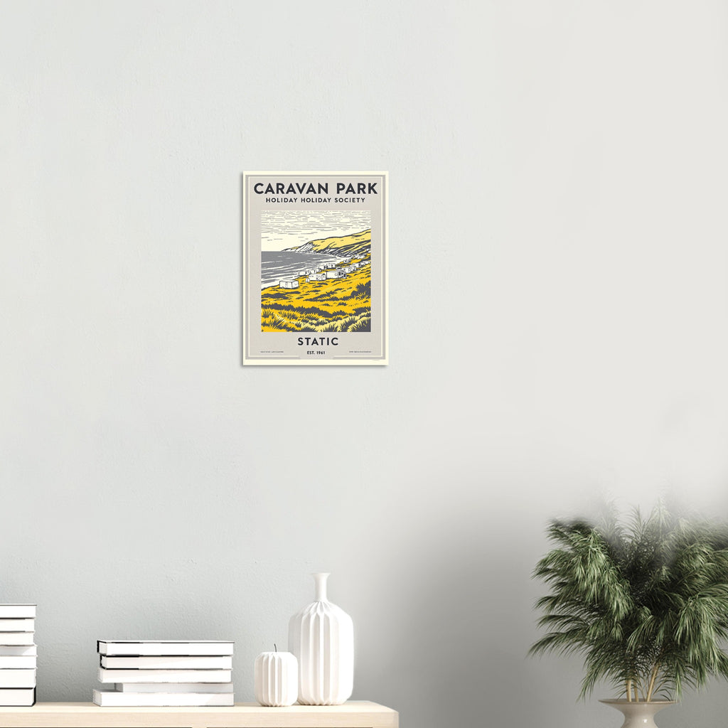 Caravan Park Vintage Travel Poster Art Print — detail view | Wild Thread Co