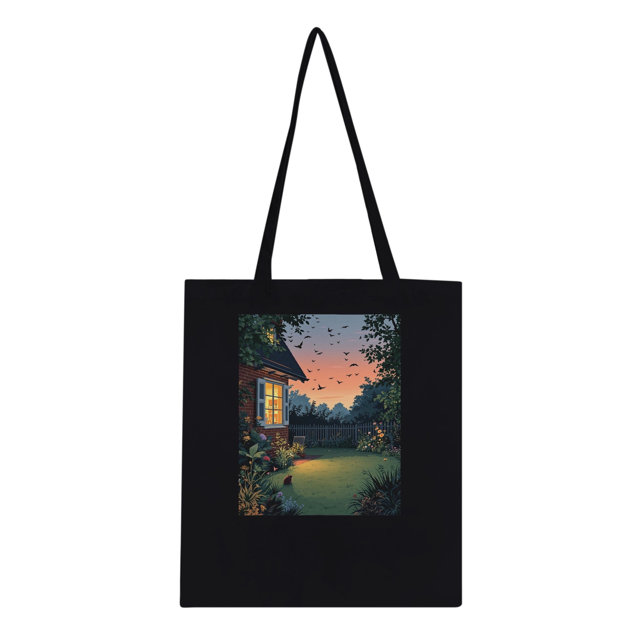 Garden At Dusk Bats Swallows Hedgehog Tote Bag Cotton Shopper UK — Tote Bag | Wild Thread Co