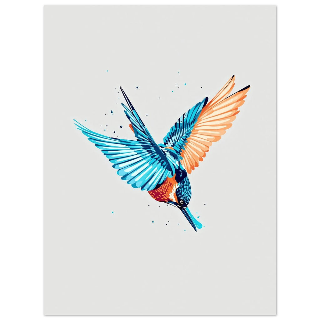 Kingfisher Electric Dive British Wildlife Art A1 UK Art Print Art Print — detail view | Wild Thread Co