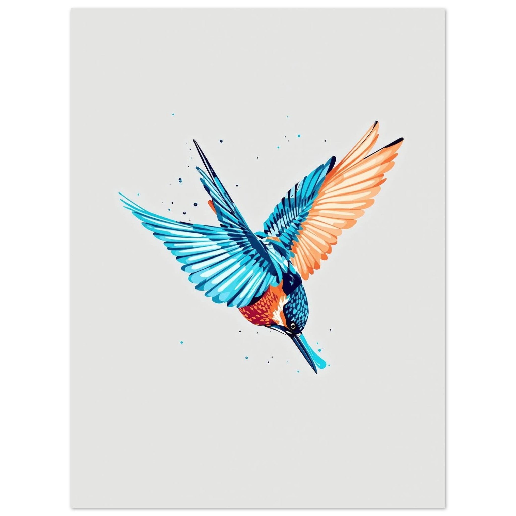 Kingfisher Electric Dive British Wildlife Art A1 UK Art Print Poster Wall Art UK — Art Print | Wild Thread Co