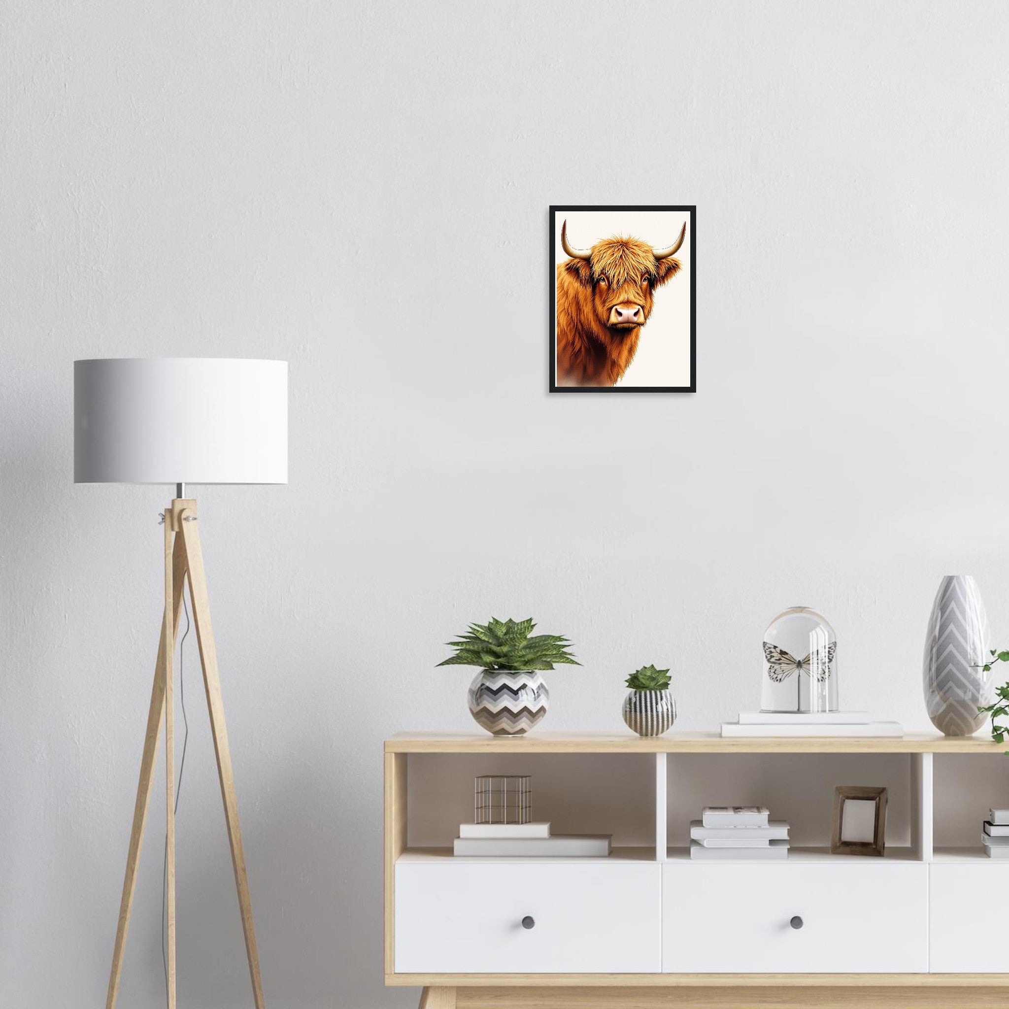 Highland Cattle Portrait Framed Print Wall Art Ready to Hang UK Framed Art Print — detail view | Wild Thread Co