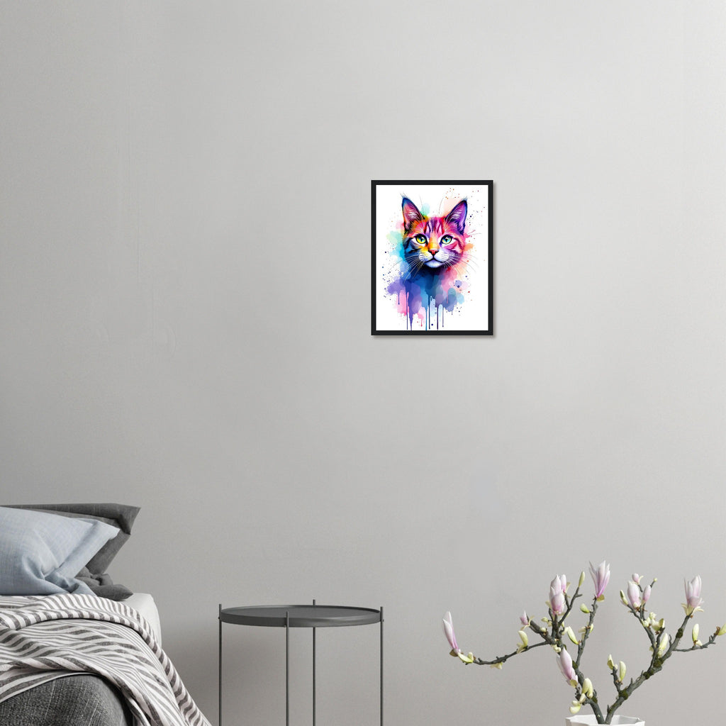 Watercolour Cat Splash Framed Framed Art Print — detail view | Wild Thread Co