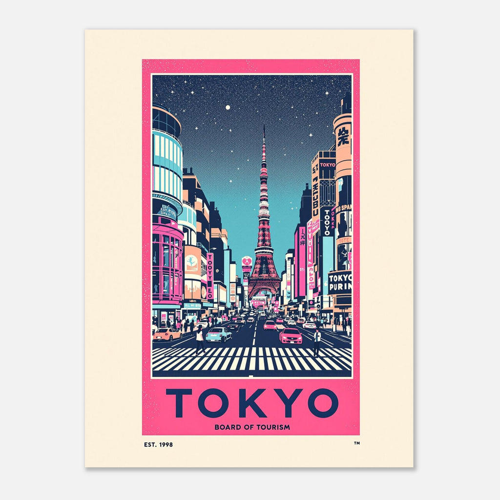 Tokyo Vintage Travel Poster Art Print — detail view | Wild Thread Co