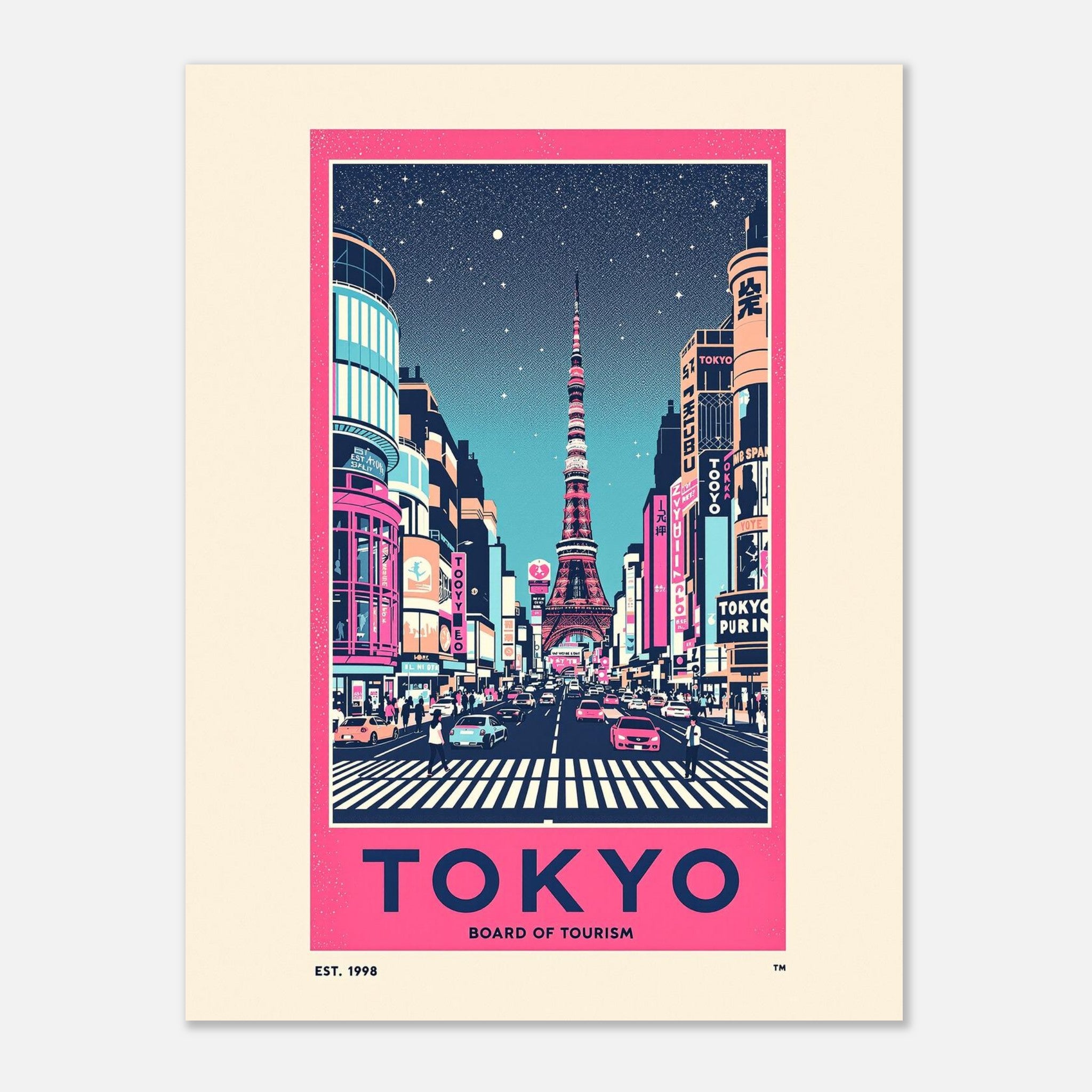Tokyo Vintage Travel Poster Art Print — detail view | Wild Thread Co