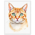 Ginger Tabby Portrait Art Framed Print Wall Art Ready to Hang UK Framed Art Print — detail view | Wild Thread Co