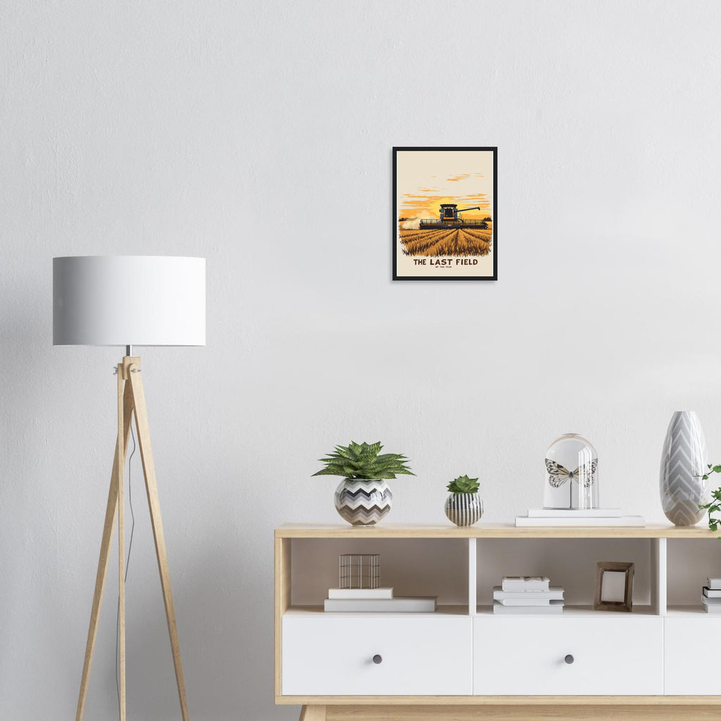 Combine Harvester Dusk Final Field Framed Art Print — detail view | Wild Thread Co