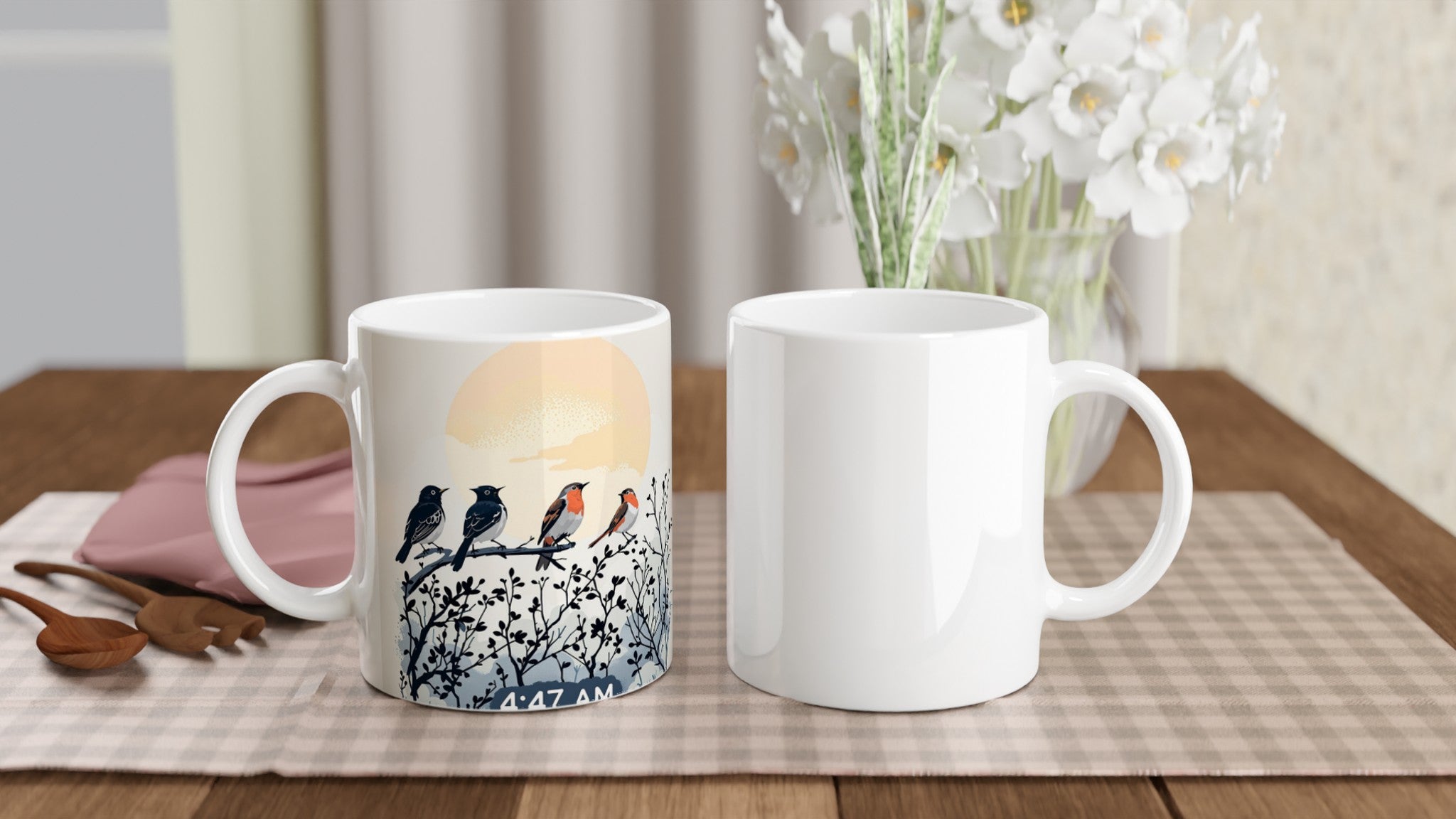 Dawn Chorus Pre-dawn Birds Mug — detail view | Wild Thread Co