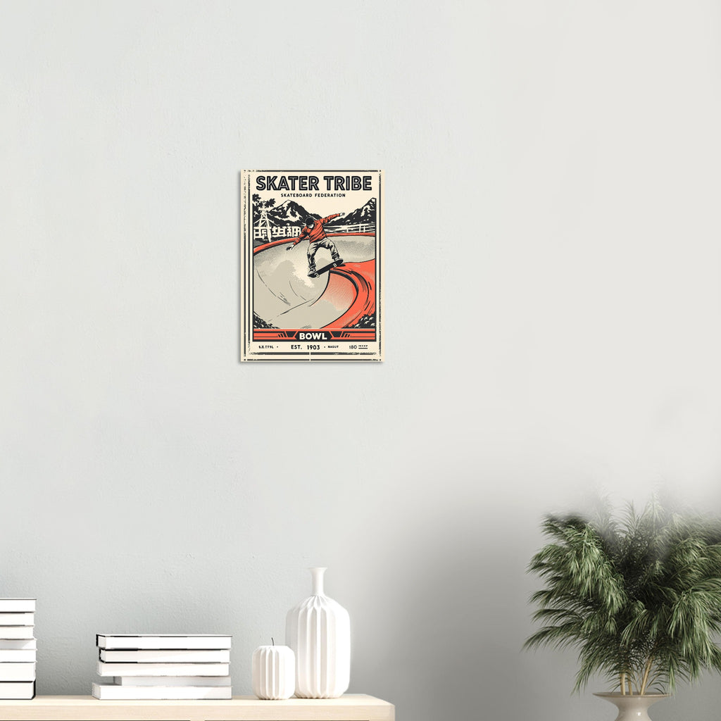 Skater Tribe Vintage Travel Poster Art Print — detail view | Wild Thread Co