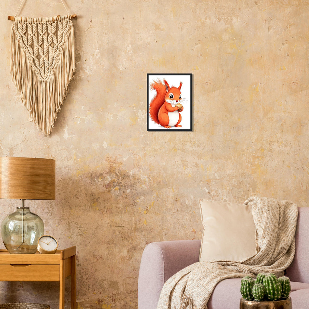 Red Squirrel Framed Print Wall Art Ready to Hang UK Framed Art Print — detail view | Wild Thread Co