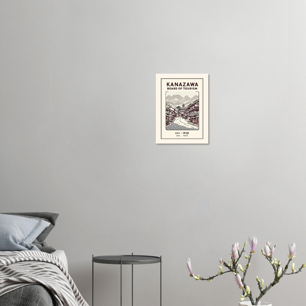 Kanazawa Vintage Travel Poster Art Print — detail view | Wild Thread Co