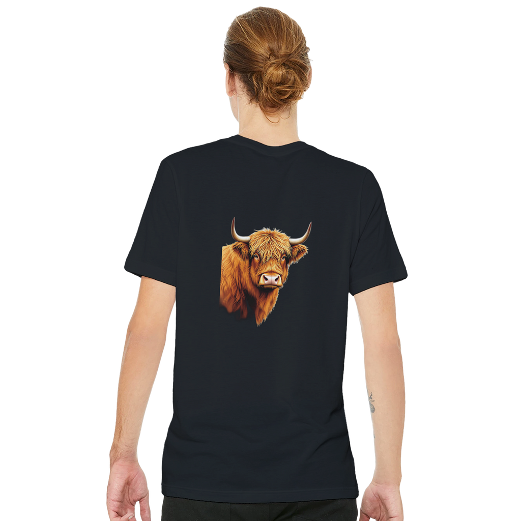 Highland Cattle Portrait T-Shirt — detail view | Wild Thread Co