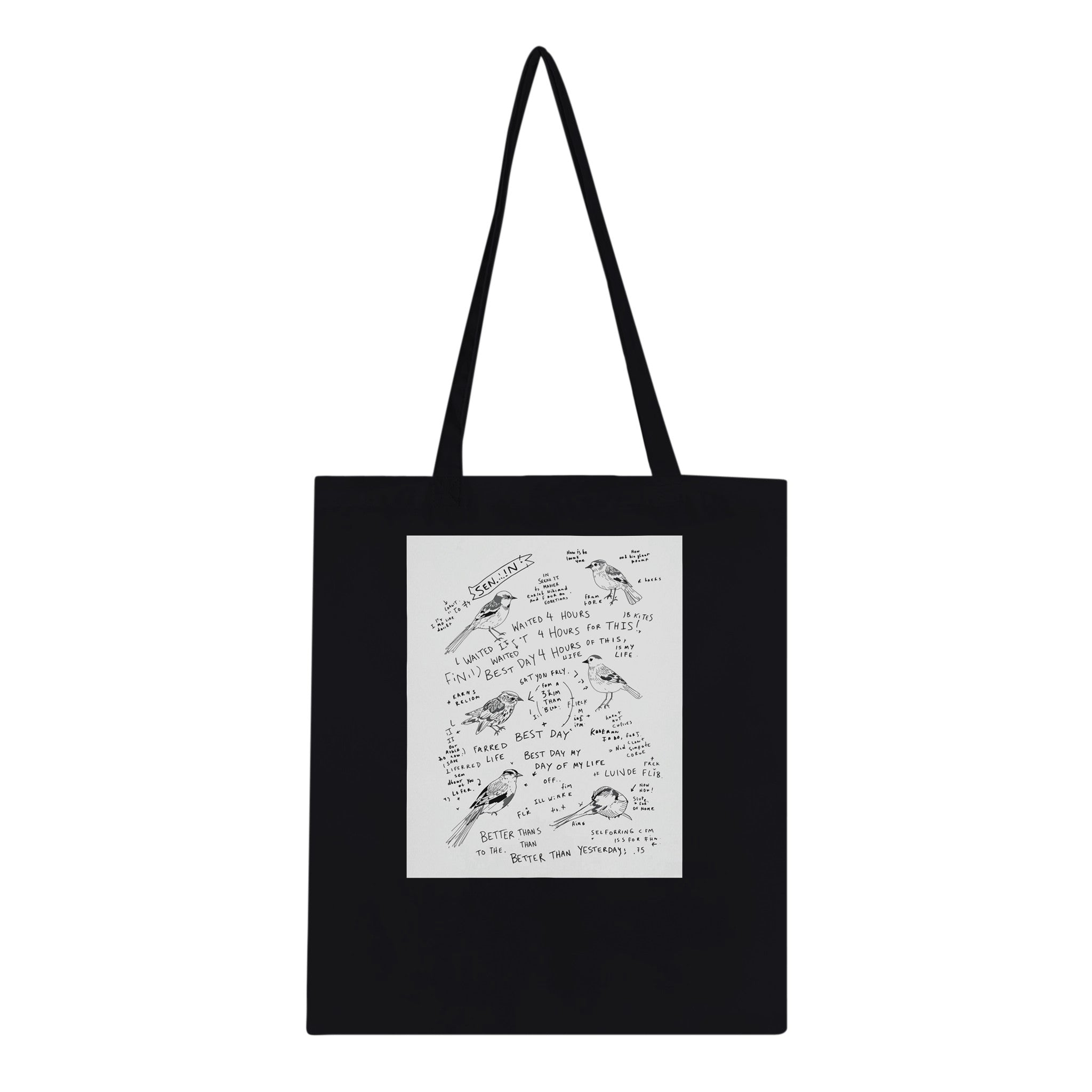 Birdwatcher Field Notebook Tote Bag Cotton Shopper UK Tote Bag — detail view | Wild Thread Co