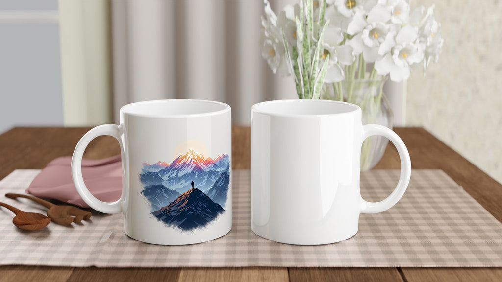New Day Mountain Light Alpenglow Mug — detail view | Wild Thread Co