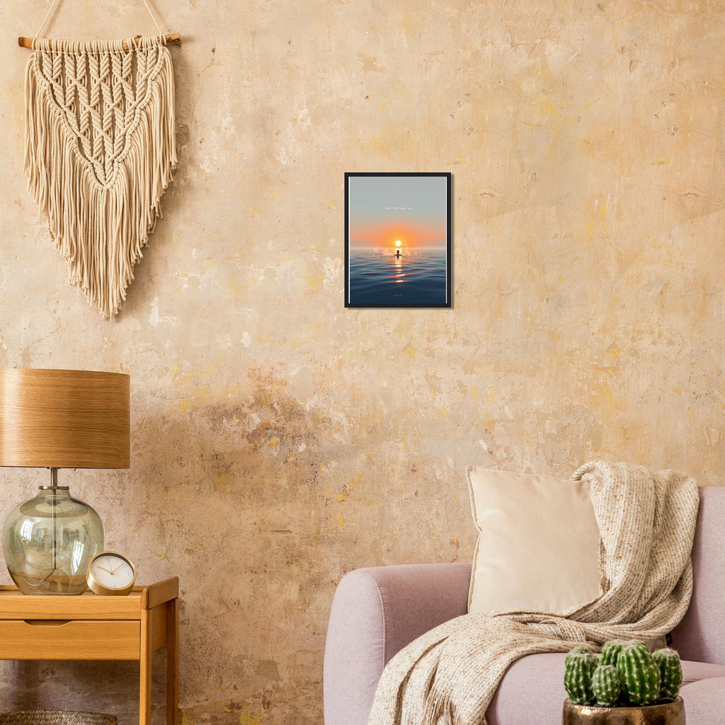 Open Water Dawn Swim Framed Art Print — detail view | Wild Thread Co