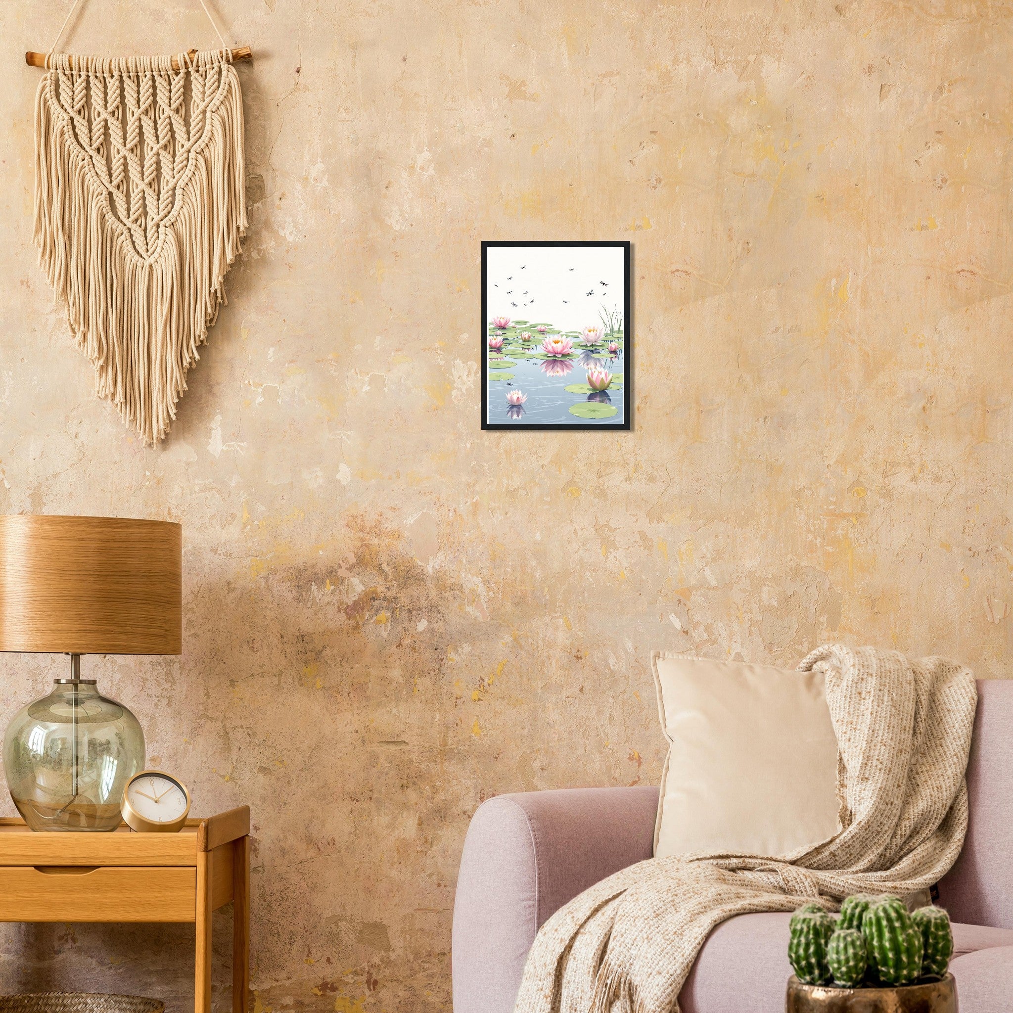 Water Lily Dragonfly Village Pond Print Material — detail view | Wild Thread Co
