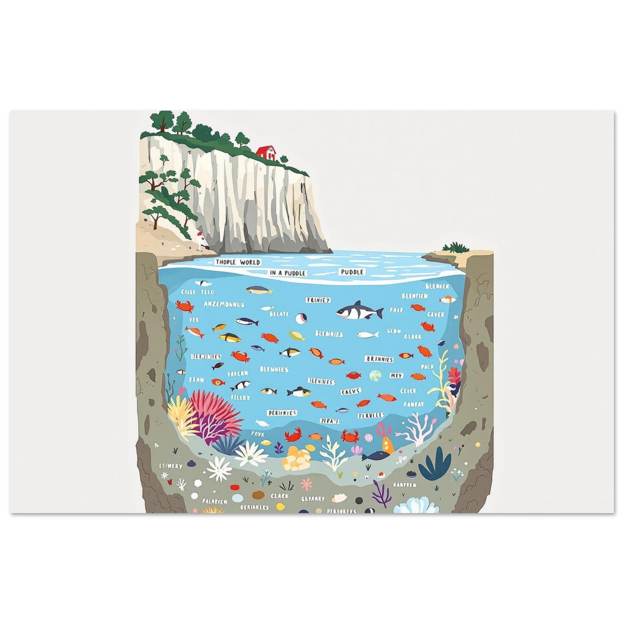 Rock Pool Tidal Cross-section — Print Material | Wild Thread Co UK