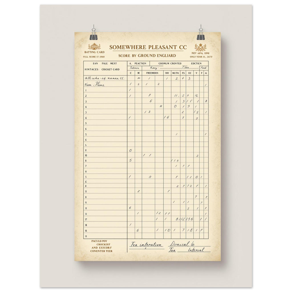 Retro Cricket Scorecard Art Print Art Print — detail view | Wild Thread Co