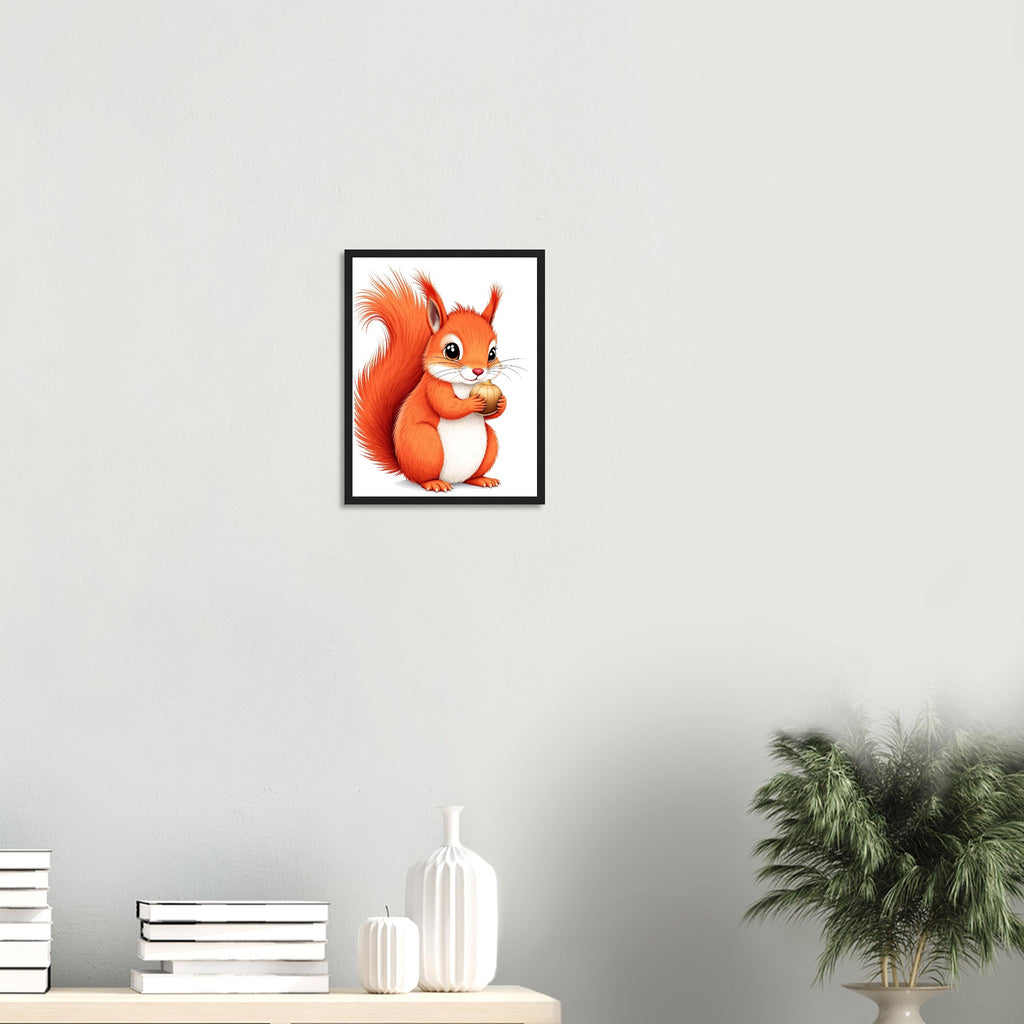 Red Squirrel Art Framed Print Wall Art Ready to Hang UK Framed Art Print — detail view | Wild Thread Co