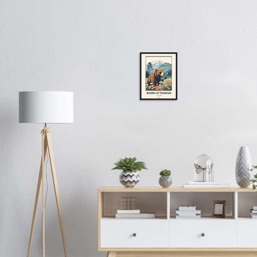 Mount Asahi Vintage Travel Poster Framed Art Print — detail view | Wild Thread Co