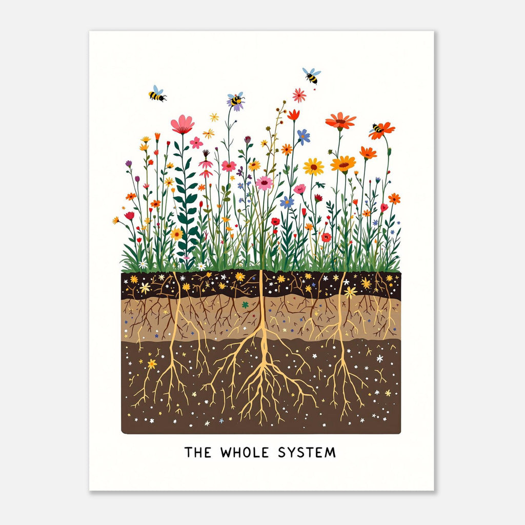 Wildflower Meadow Pollinator Cross-Section A1 Art Print Art Print — detail view | Wild Thread Co