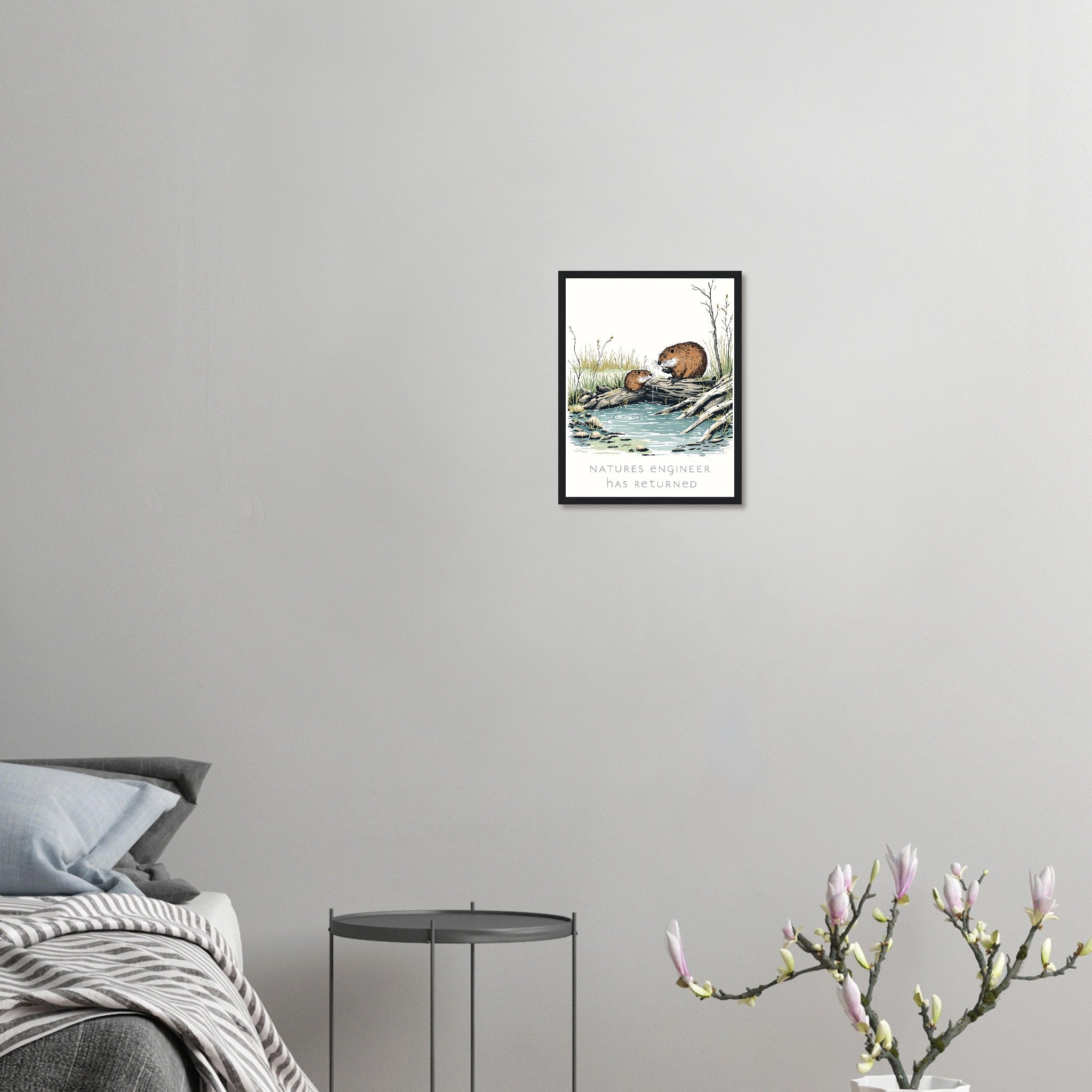 Beaver Rewilding Dam Builder Framed Print — Framed Art Print | Wild Thread Co