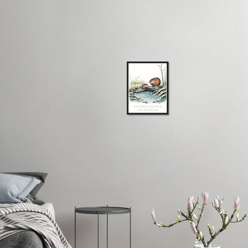 Beaver Rewilding Dam Builder Framed Print — Framed Art Print | Wild Thread Co
