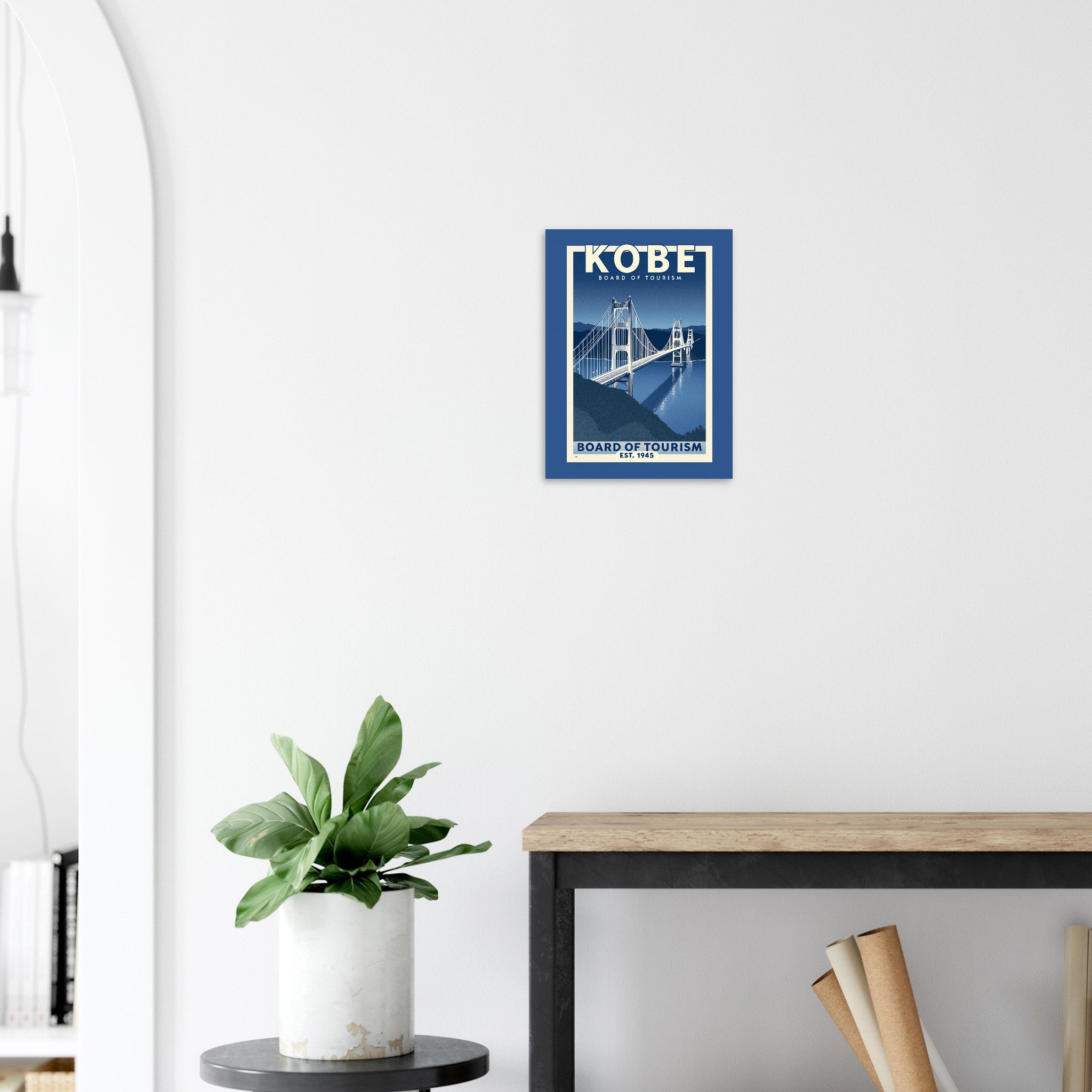 Kobe Vintage Travel Poster Art Print — detail view | Wild Thread Co