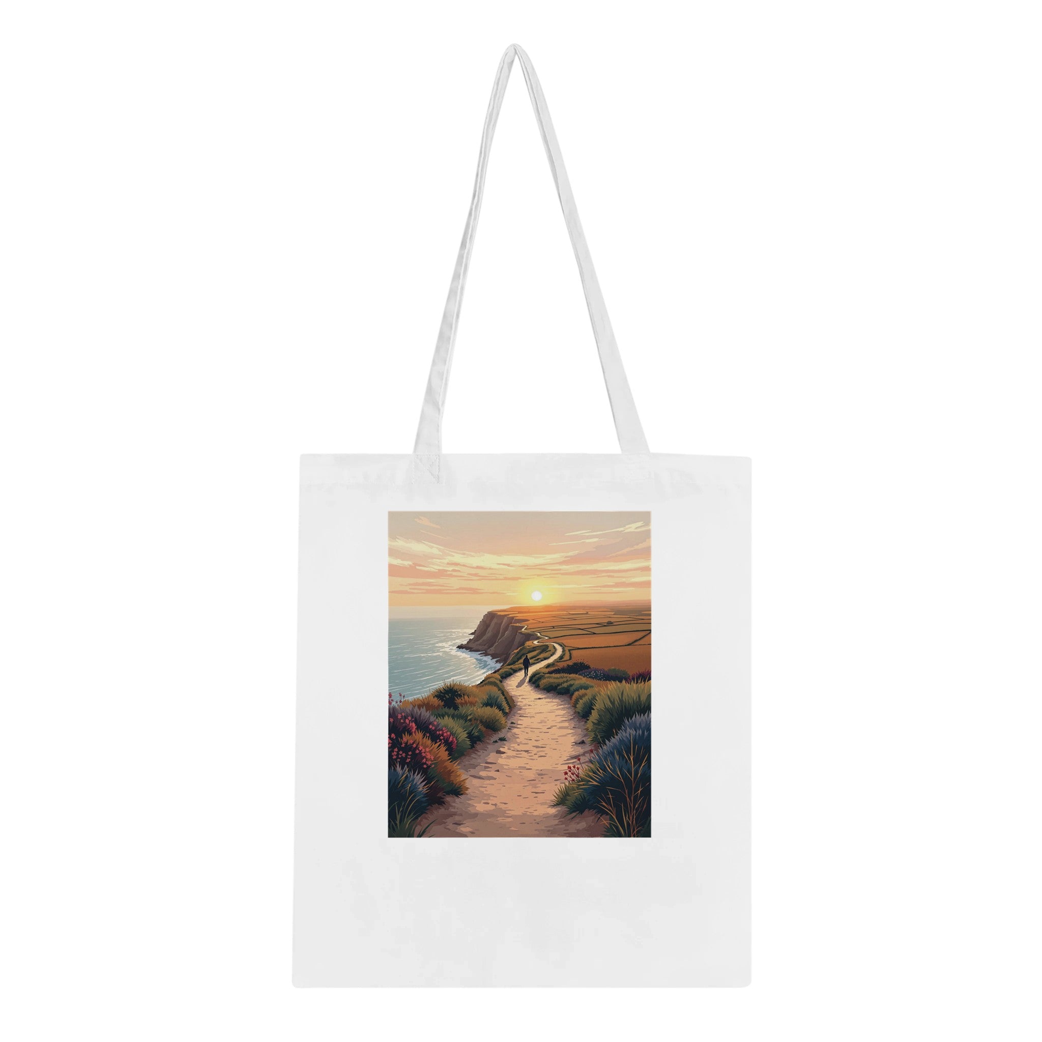 Coastal Path Dawn Solo Walker Tote Bag Cotton Shopper UK — Tote Bag | Wild Thread Co