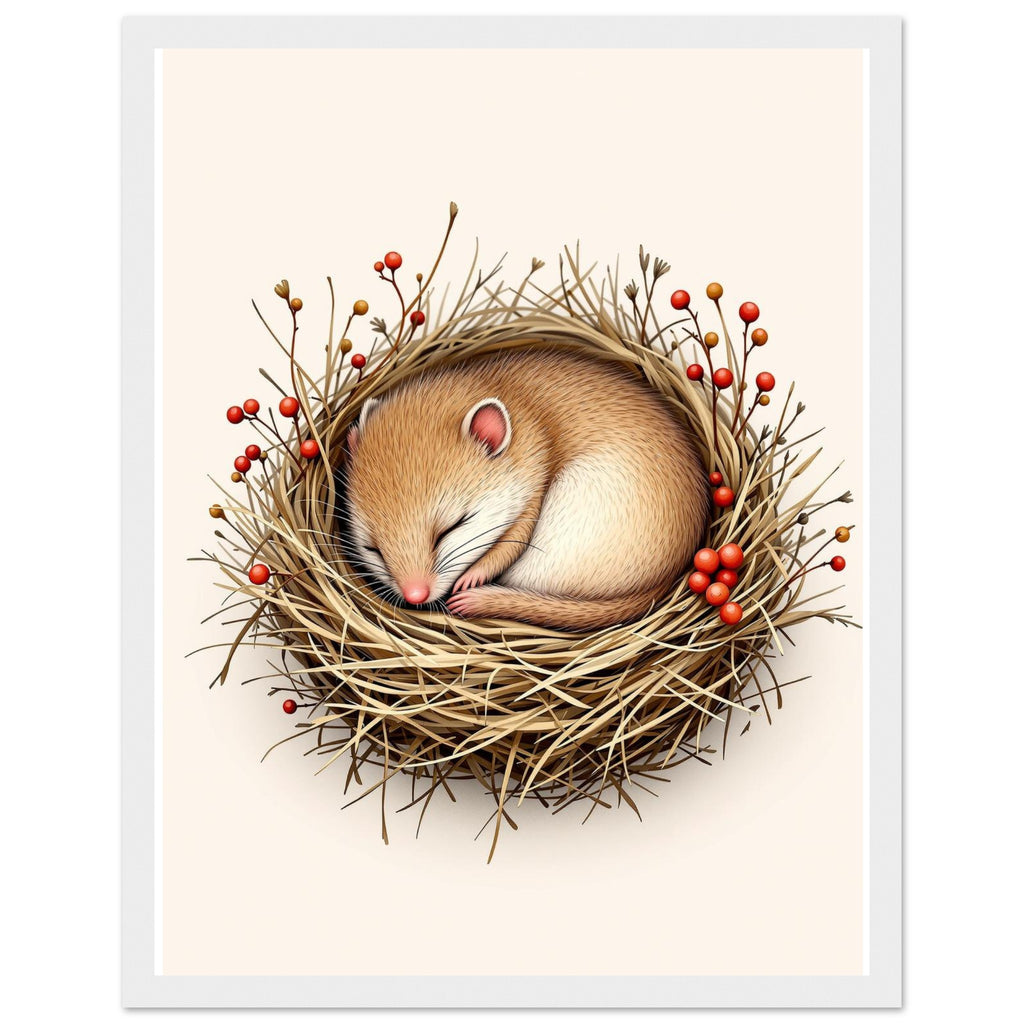 Dormouse Sleeping Framed Print Wall Art Ready to Hang UK — Framed Art Print | Wild Thread Co