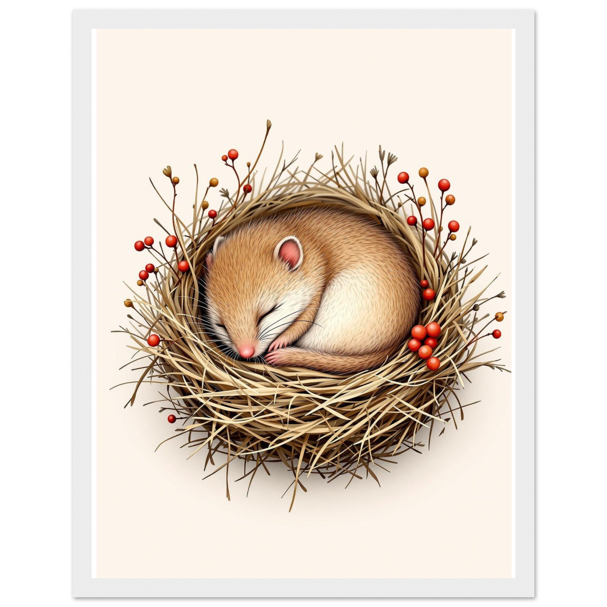 Dormouse Sleeping Framed Print Wall Art Ready to Hang UK — Framed Art Print | Wild Thread Co