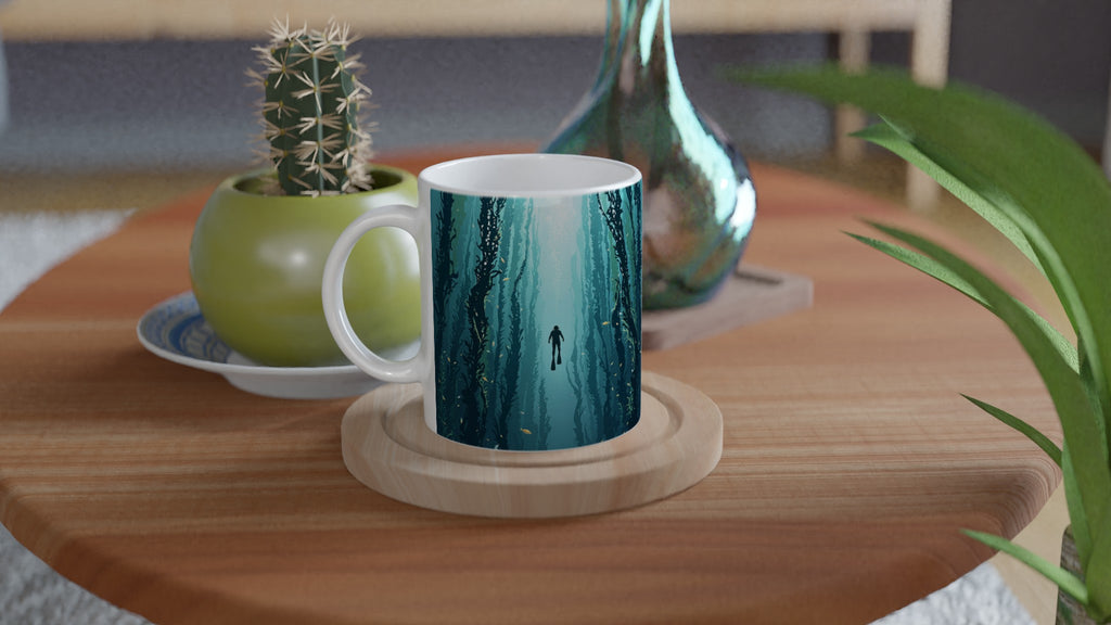 Kelp Forest Freediver Underwater Mug — detail view | Wild Thread Co