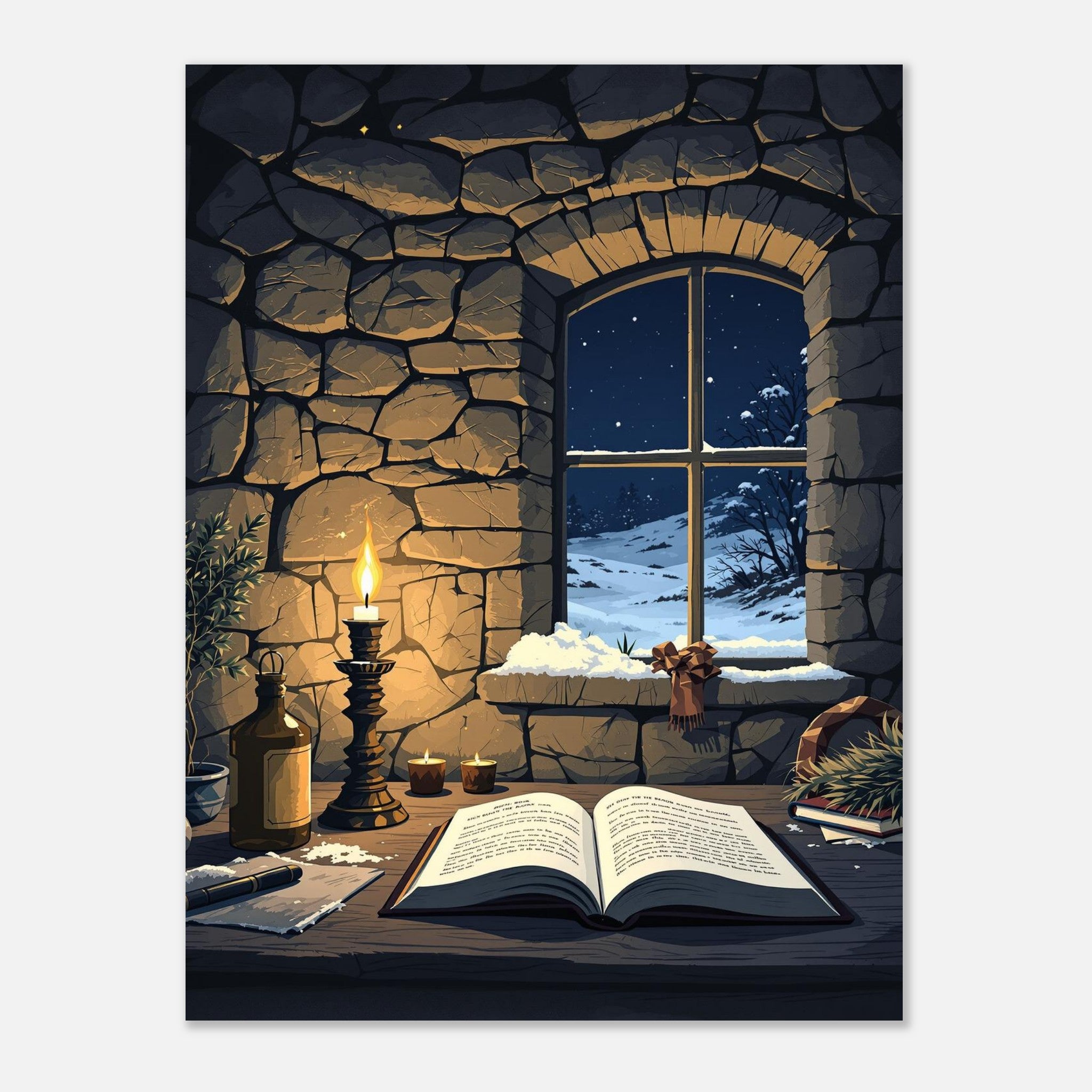 Bothy Candlelight A1 Art Print Art Print — detail view | Wild Thread Co
